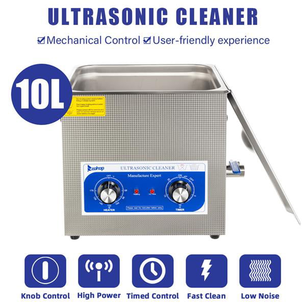 Ultrasonic Cleaner 10L Sonic Ultrasonic Jewelry Denture Parts Cleaner with Digital Timer Heater Control 